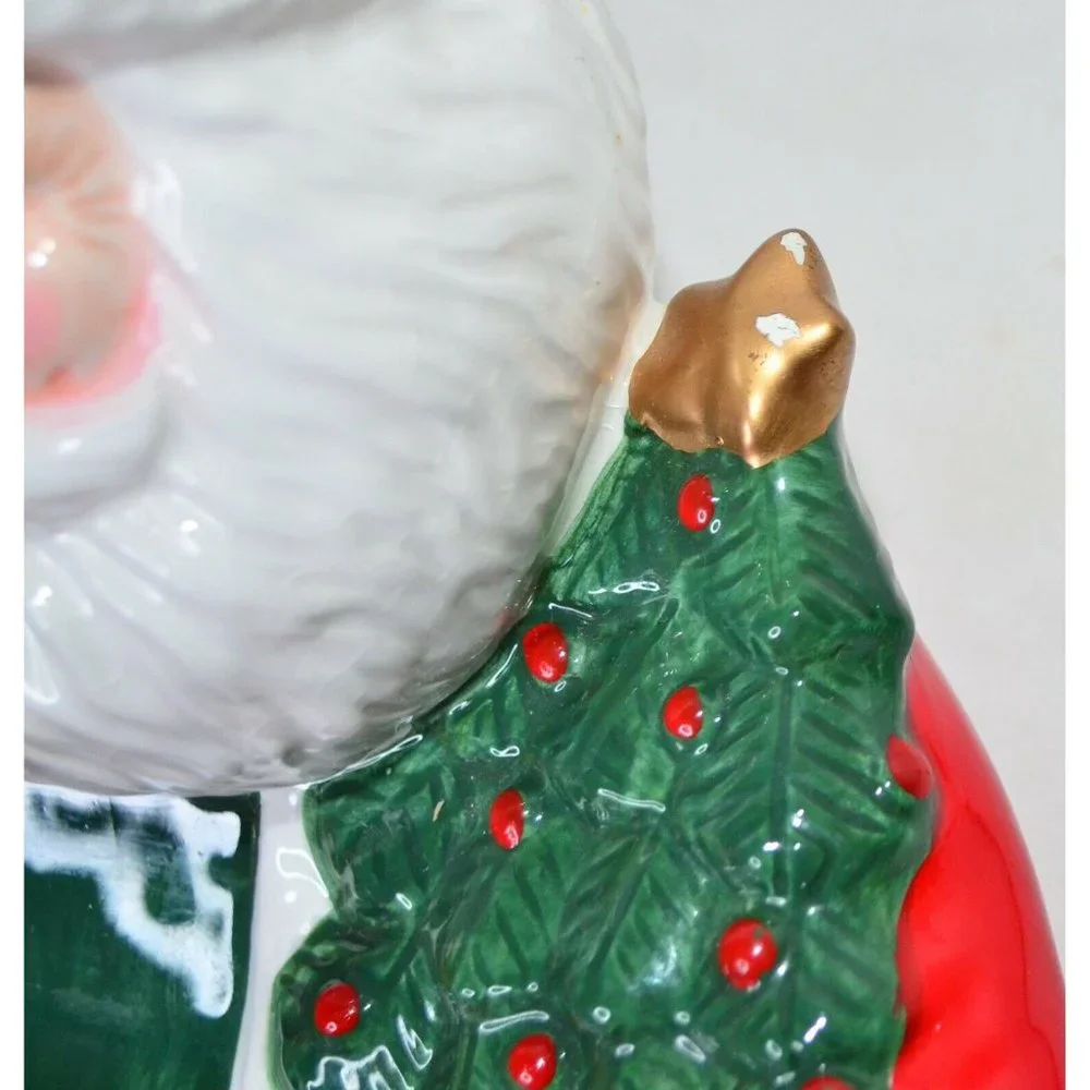 Vintage Hallgem Corp. Ceramic Santa Claus With Gifts Serving Platter Cookie Tray